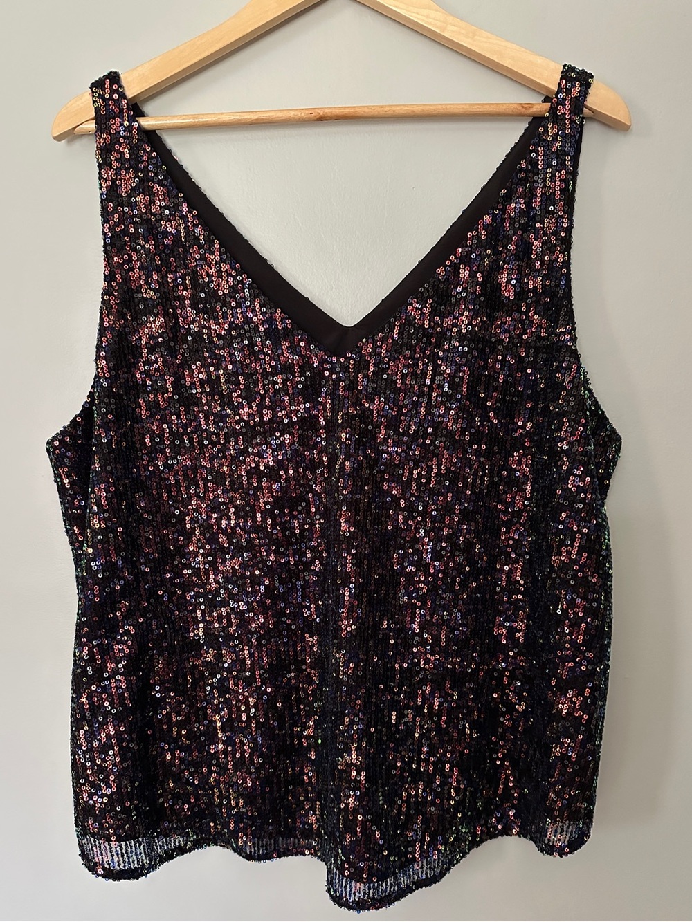 Black Rainbow Sequin Women’s Tank Top, size XL, Holiday